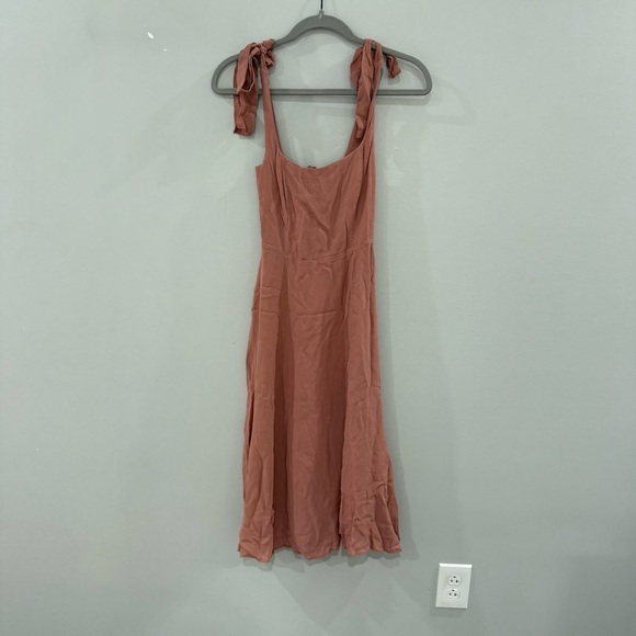 Reformation Dress Twilight Midi Sleeve Tie in Praline Pink - Picture 6 of 9